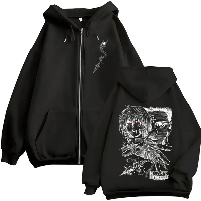 Anime Hunter X Hunter Kurapika Chrollo Lucilfer Zipper Hoodies Men Women Clothing Oversized Fleece Zip Up Hooded Sweatshirt Coat — image 1