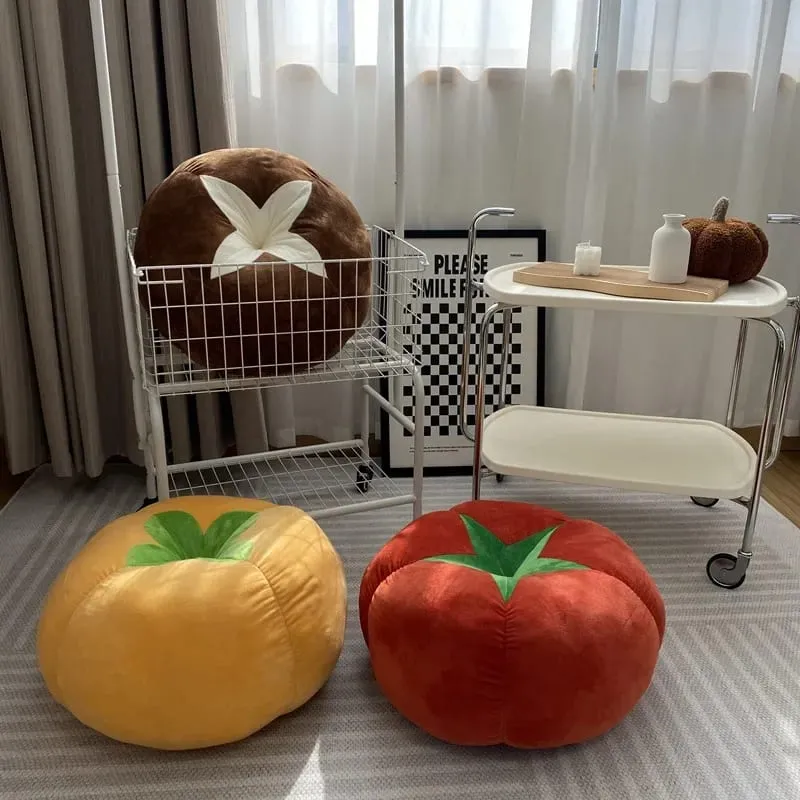 Thickened Cushion with Tomato-Shaped Pillow Vegetable Mushroom Persimmon Round Cushion Pad for Window Seat Pillows for Bedroom — image 2