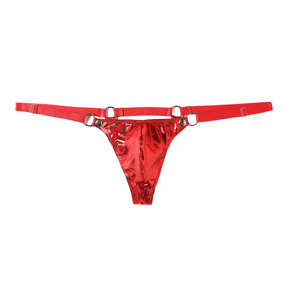 String en cuir verni pour hommes, 1 pièce, string Sexy, dos en V, anneau bas, poche bombée, Lingerie, sous-vêtements Gay Sissy, vêtements de club chauds