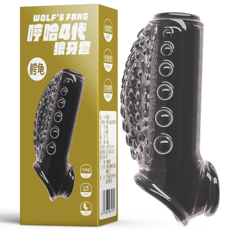 Penile Condom Male Transparent Particles Sheath Male Penis Sleeve Silicone Sex Toys Sheath Stretchable Cock Enlargement — image 3
