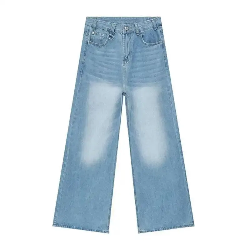 ฤดูร้อนผู้ชายกางเกงยีนส์สีฟ้าเก่าล้างกางเกงยีนส์ชายตรง Casual Menwear หลวมกางเกงขากว้างใหม่แฟชั่น 9C354 — image 7
