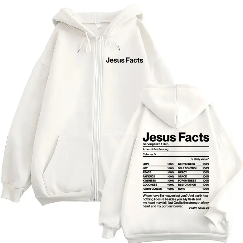 Christian Jesus Facts Bible Verse Zipper Hoodies Men Women Clothing Fashion Hip Hop Zip Up Sweatshirts Oversized Fleece Pullover — image 8