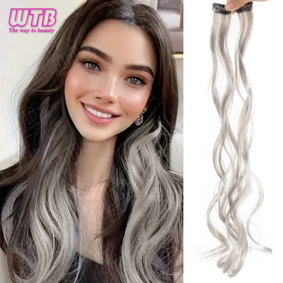 2 Pcs Synthetic Wig BB Clip Style Color Curling Hair Extension Wig Suitable for Women's Daily Wear Holidays and Parties