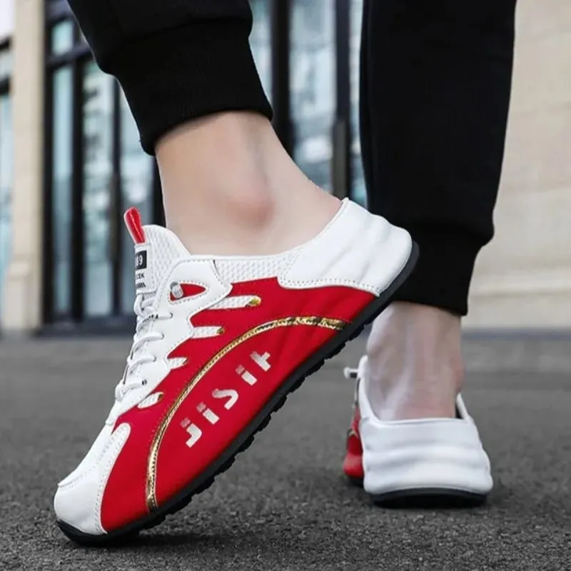 39-48large-size Mesh Breathable Baotou Slipper Fashion High Quality Leather Leisure Men Shoes Trend Flat Sneakers Zapatos Hombre
