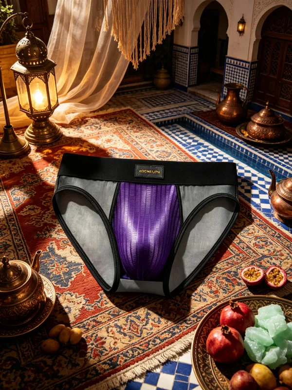 Mens Briefs Patchwork Sheer Mesh Vertical Stripe Gloss Pouch Low Waist Wide Elastic Waistband Breathable Male Underwear DP923 — image 21