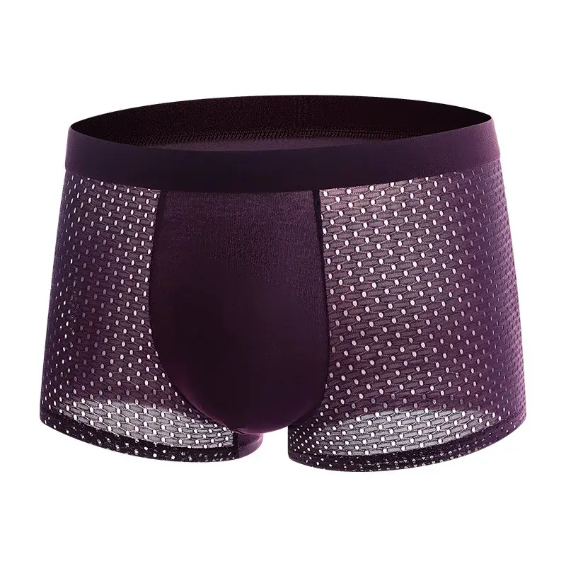 4pcs Men's Underwear Ice Feel Mesh Men Boxershorts Plus Size Panties Solid Sexy Men Boxer Summer Breathable Intimate Underpants — image 1