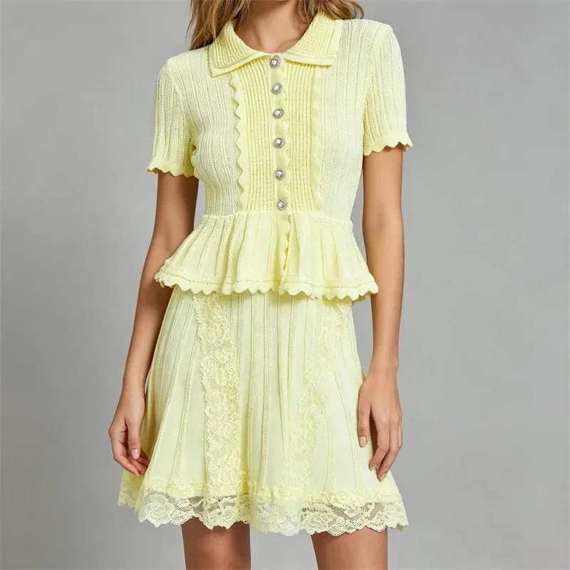 Y2K Summer New Arrival Elegant Knitted Mock Two-Piece Short Dress High-Quality Women's Fashion Casual Sweet Holiday Mini Skirt — image 1