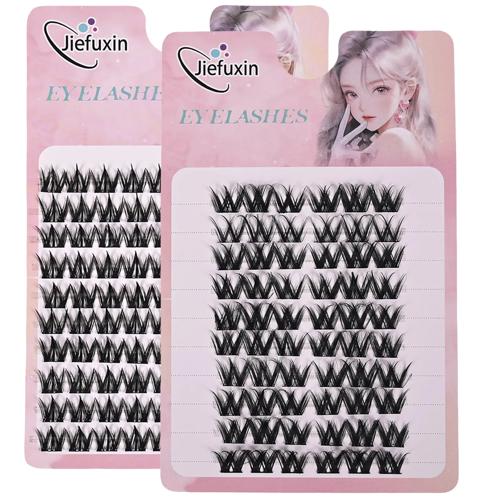 Tapered Thick Fox Eye Manga Cluster Lashes Jiefuxin Large Capacity Tray DIY Segmented Individual Self-Graft Lash Extensions — image 5