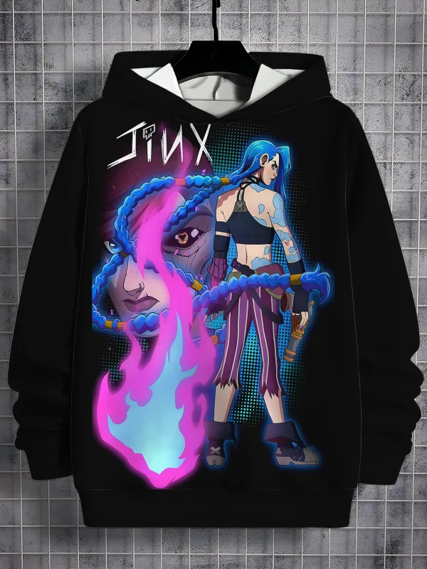 2026 Arcane Jinx Anime 3D Print All Seasons Children Casual Sweatshirt Cool Pullover Tops Unisex Clothes Boy Hoodies Clothes — image 11