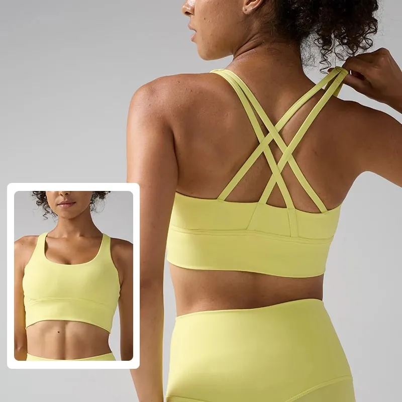Solid Color Women Women Fitness Yoga Bras Race Back Sports Bras Nylon Top Women Bra Sexy Breathable Underwear For Women Gym — image 3