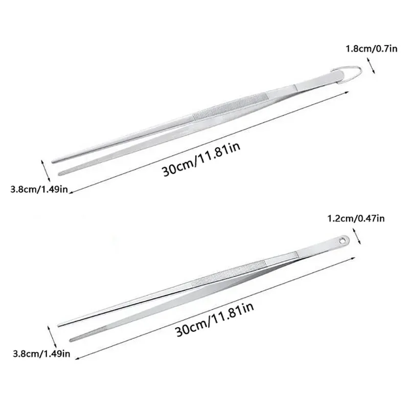 30CM Kitchen Tweezers Fine Tweezer Tongs Extra-Long Stainless Steel Cooking Tweezers For BBQ Cooking Bartending Tools
