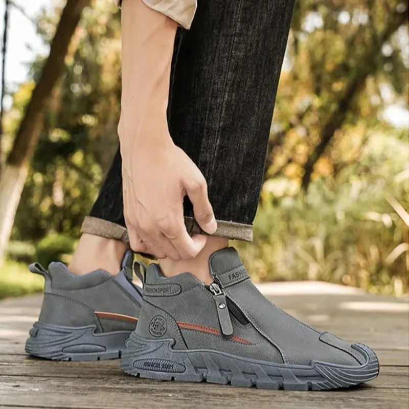Mens Casual Labor Shoes Fashion Zipper Versatile Men Outdoor Climbing Shoes Non Slip Wear-resistant Sneakers Zapatos Para Hombre — image 5