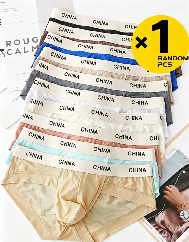 Slip en soie glacée pour hommes, Ultra fin, respirant, transparent, sous-vêtements doux, large ceinture, culotte confortable et fraîche, couleur aléatoire, 1 pièce — image 5