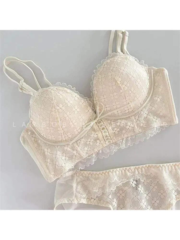 Lace Push Up Bra No Underwear Padding Slim Wireless Seamless Summer Sexy Bralette for Small Chest Lift Side Support Anti Sagging — image 1