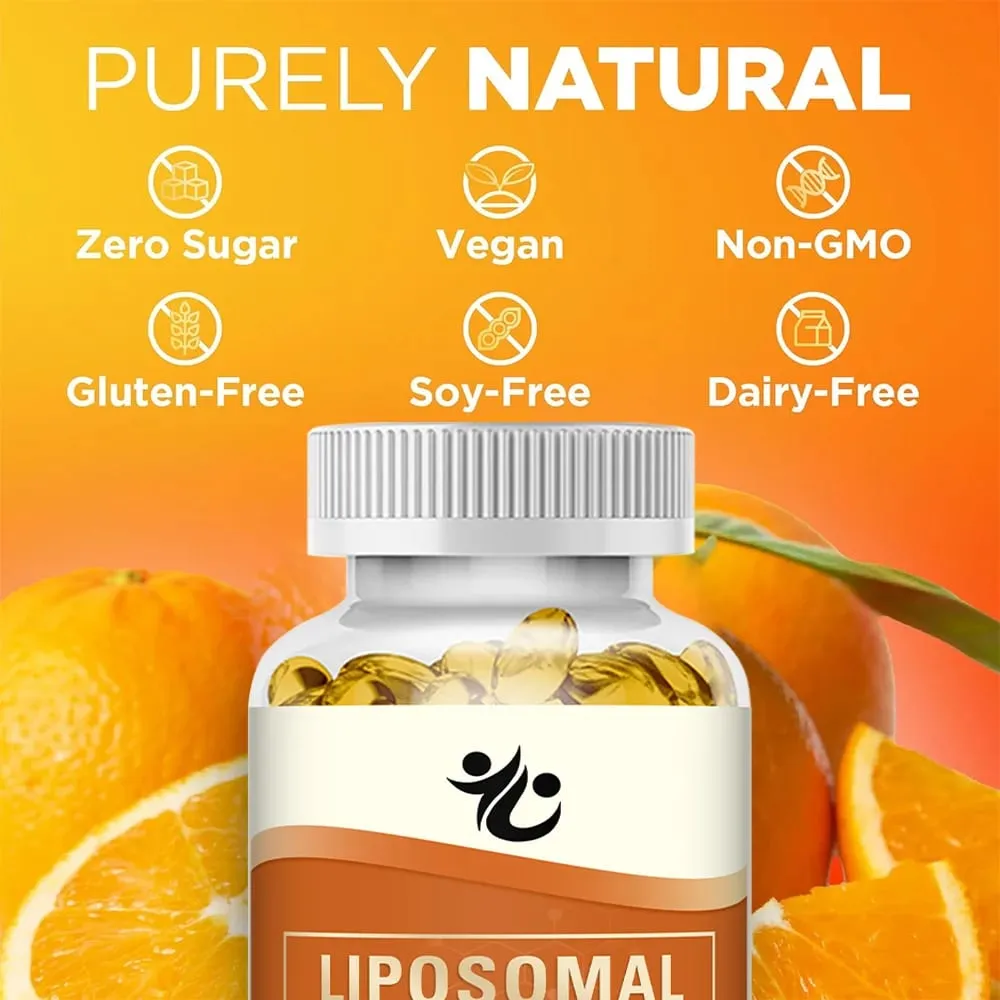 Capsules de vitamine C liposomale 1000 mg, soutien à la défense immunitaire, production de collagène, éclat de la peau, bien-être cognitif et circulatoire — image 3