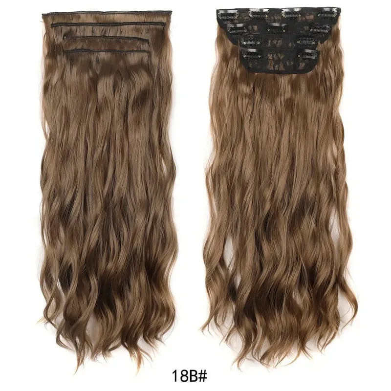 Jeedou Clip in Hair Extensions 4Piece/Set Synthetic Long Wavy Thick Hair Bouncy Curly Full Head Hairpiece Natural Looking — image 11