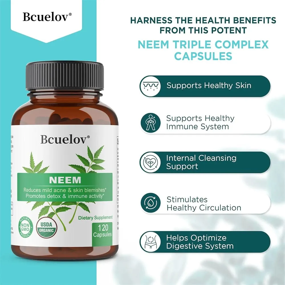 Kapsul Neem Organik - Suplemen Jerawat Herbal yang Mendukung Kulit Jernih dan Detoksifikasi - Vegan Non-GMO Bebas Gluten — image 3