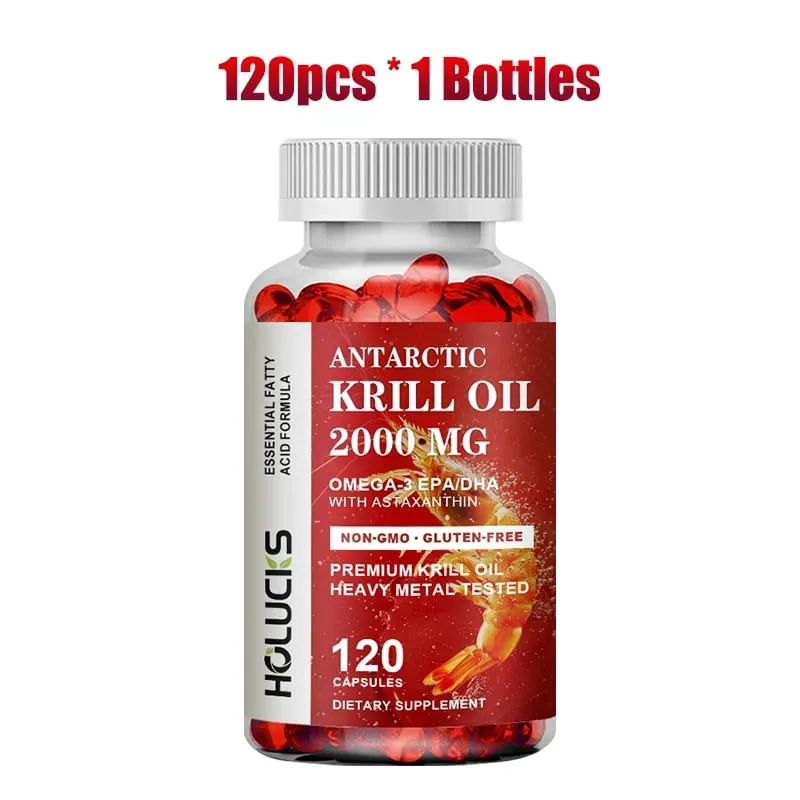Kupte 1 Získejte 1 zdarma! Pure Antarctic Krill Oil 2000 mg doplněk s astaxanthinem pro zdraví srdce a mozku Zdravé stárnutí bez GMO