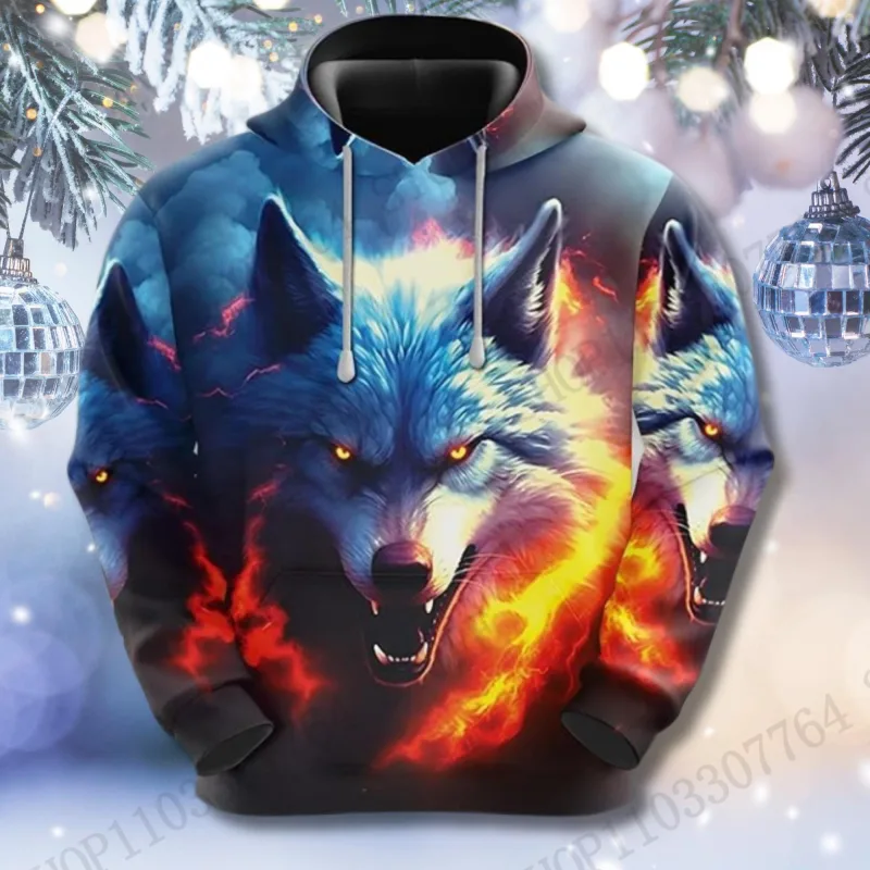 Fire Wolf 3d Print Hoodie Men Women Fashion Y2k Graphic Hoodie Tracksuit Animal Hoodie Sweatshirt Autumn Winter Clothes Y2k Coat — image 5