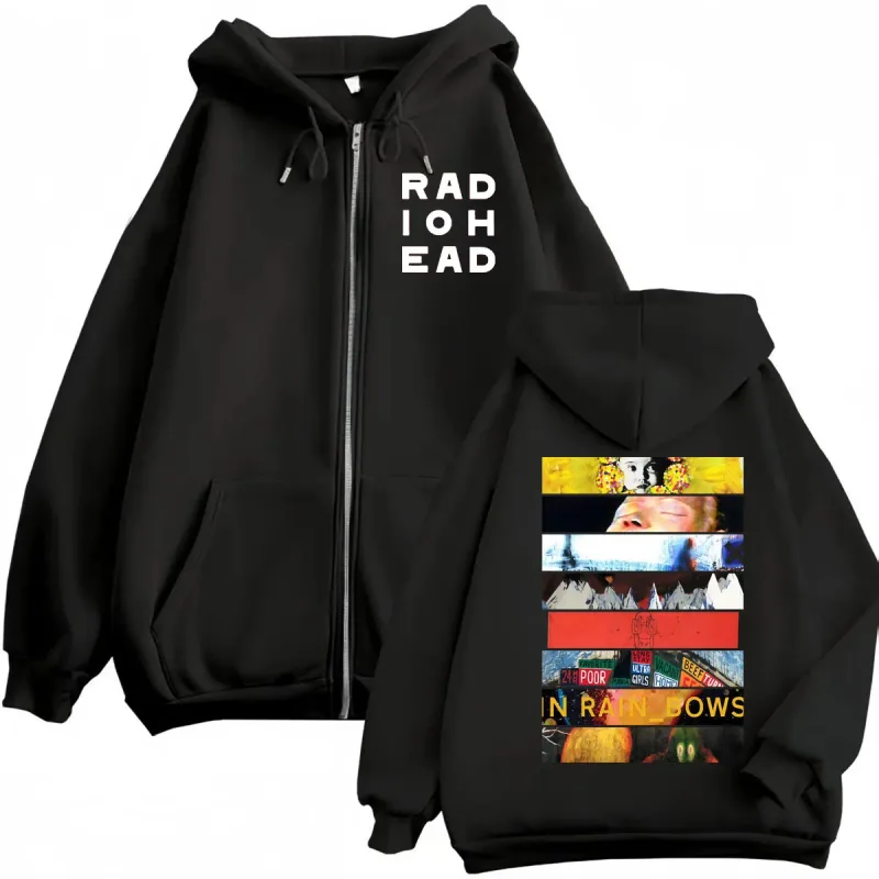 Rock Band Radiohead Album Graphic Zipper Hoodie Fashion Y2k Oversized Zip Up Pullovers Men Women Casual Long Sleeve Sweatshirts — image 1