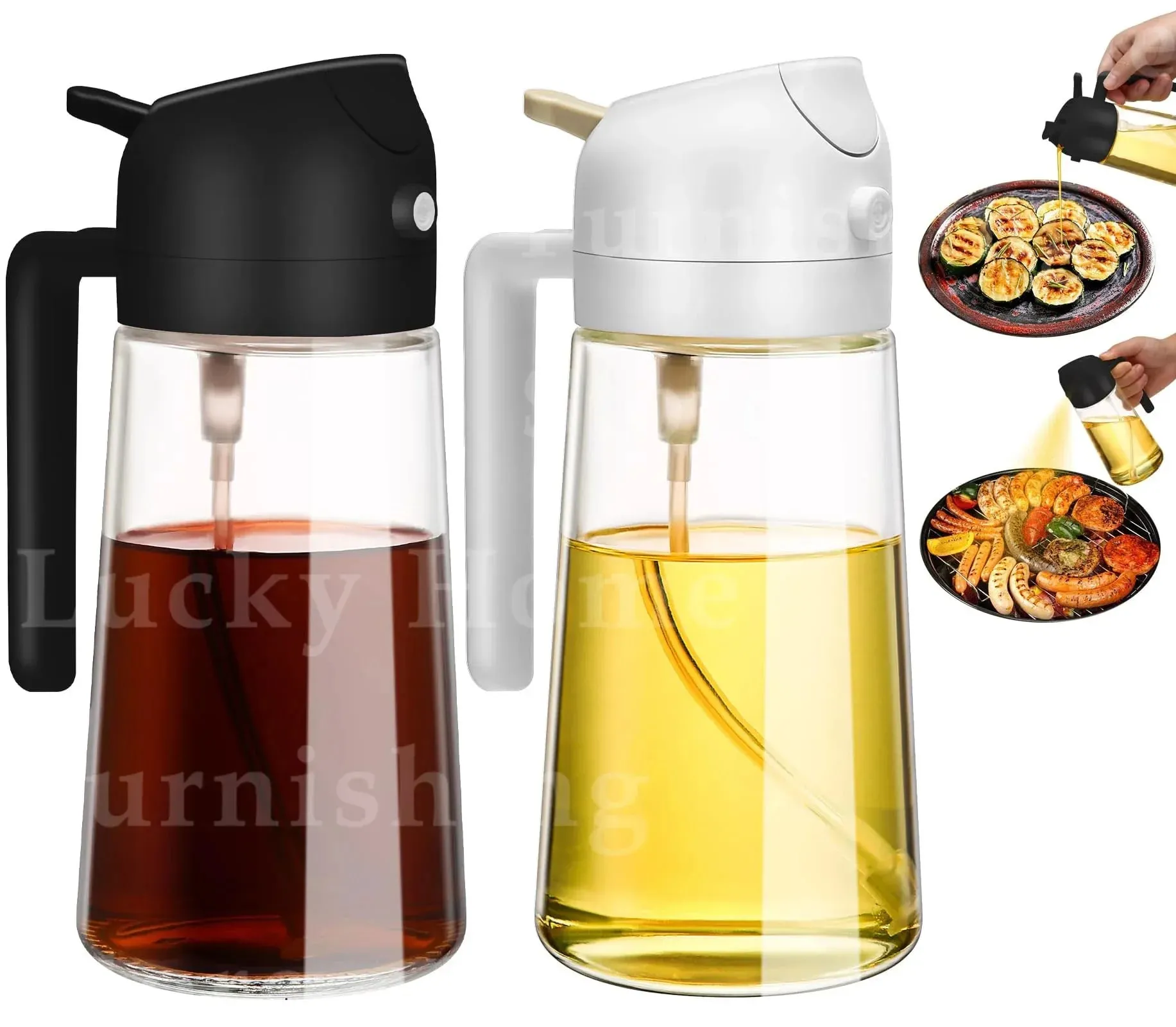500ML 2-in-1 Dual Use Plastic Olive Oil Sprayer Dispenser Spray Pour Bottle Vinegar Mister Air Fryer BBQ Salad Kitchen Tools — image 13