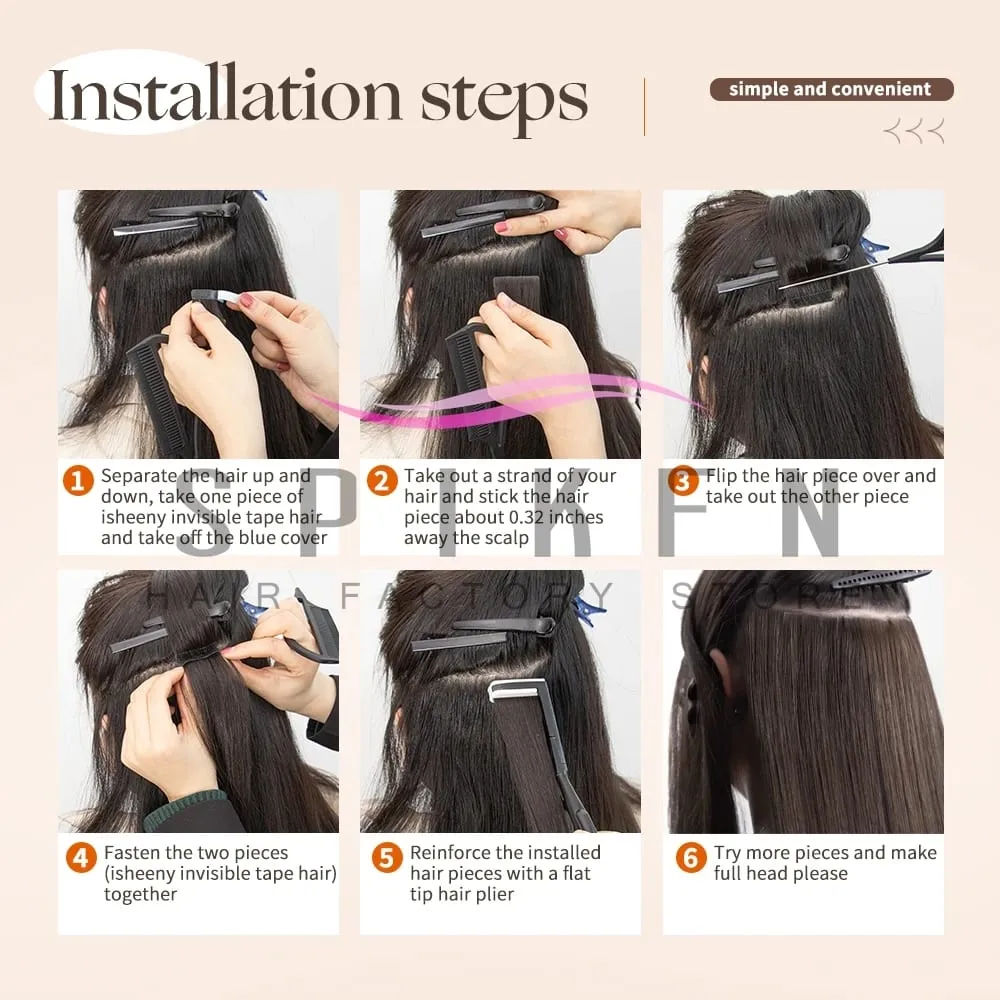 Invisible PU Skin Weft Hair Extensions Natural Straight Machine Remy Seamless Adhesive Tape In Human Hair 10pcs/pack 12''-20''