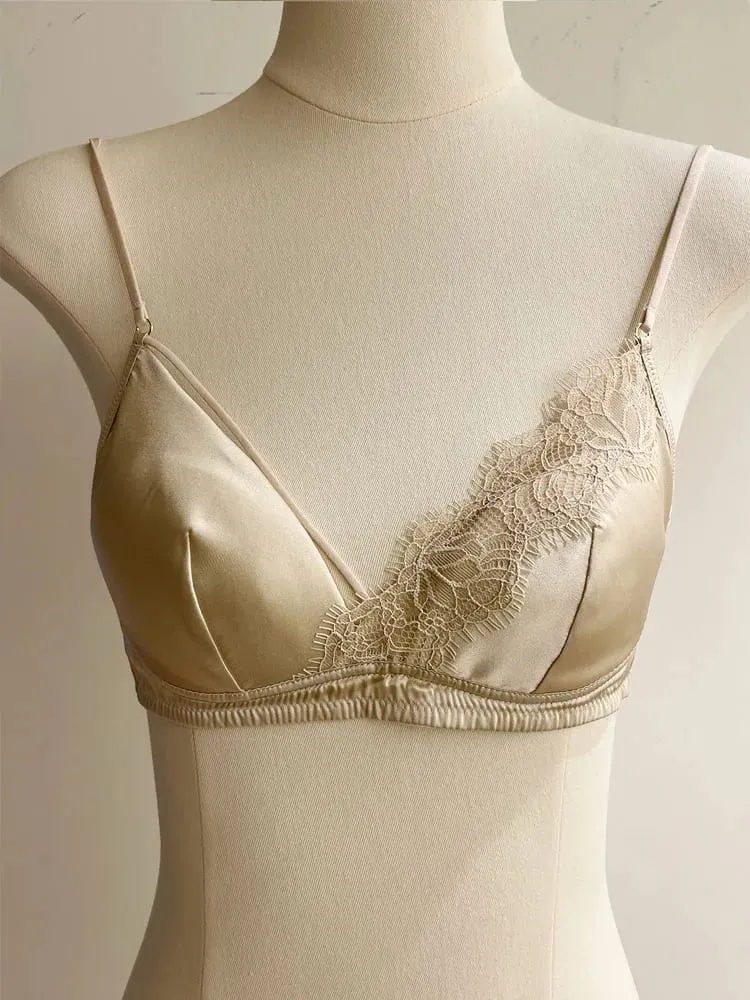 Spitzen-BH im französischen Stil, Bralette, kleine Brüste, ohne Bügel, Dreieck-Cup, dünner Träger, sexy Push-Up-Dessous-Set, Damenunterwäsche — image 4