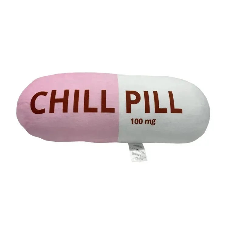 Funny Chill Pill Plush Pillow Cute Cartoon Stuffed Plushie Soft Sofa Cushion Hugging Doll Nap Sleep Pillow Birthday Gift