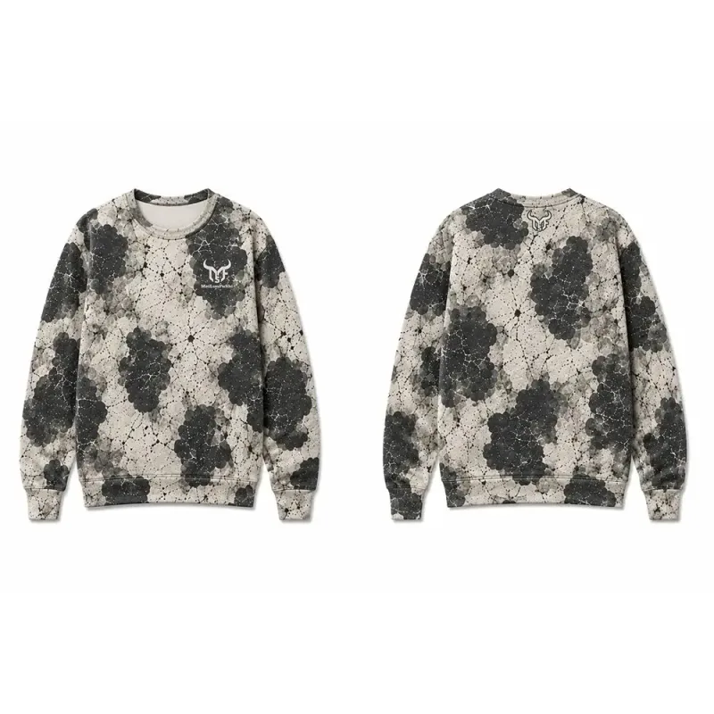 Vintage Western-inspired Fossil-print Cow Pattern Sweatshirt Men's All Over Print Crew Neck Pullover Unisex Casual Streetwear — image 3