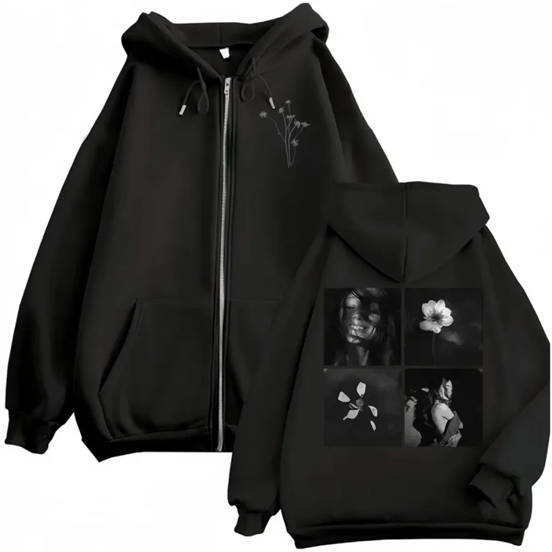 Ariana Grande Petal Album Merch Photo with Floral Sweatshirt Jacket Coat Men Women Fashion Aesthetic High Quality Zip Up Hoodies — image 1
