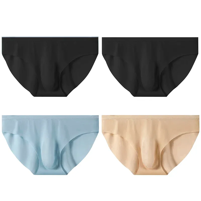 4st Ice Silk Trosor för män Sommar Transparent Sömlös Sexig Snabbtorkande Trendiga Andas Underkläder Ultratunna trosor