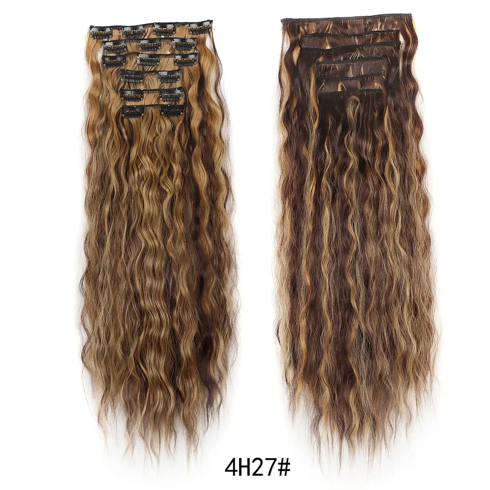 Corn Hair Extensions 6Pcs 20 Inch Clip In Hair Extensions Curly Clip Ins Hair Extension Invisible Natural Hairpieces For Women — image 12