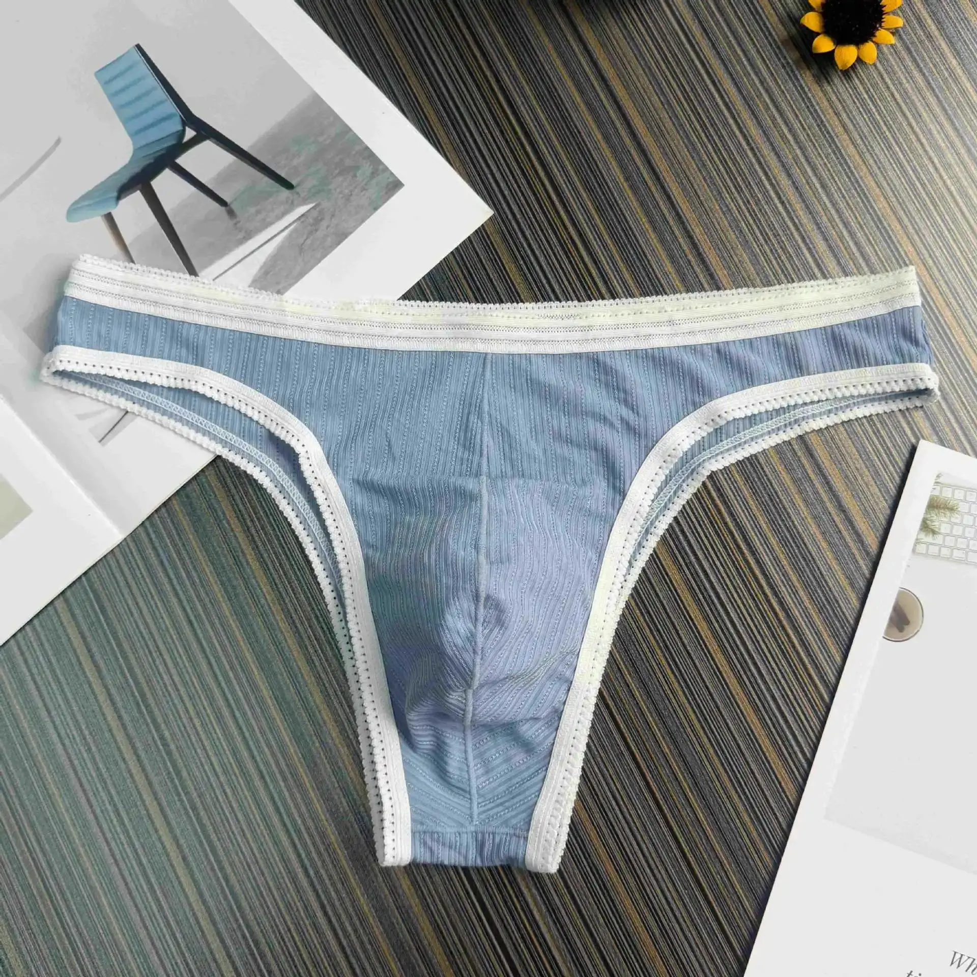New Men Triangle Briefs Comfortable Breathable Sexy Underwear Large Pouch Solid Color — image 4