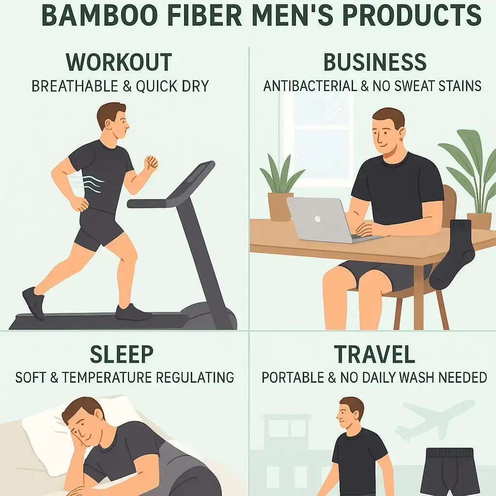 5pcs 95% Bamboo Fiber 5% Spandex Men's Length Long Leg Boxer Classic Design Comfortflex Waistband Underwear Man Sports — image 7