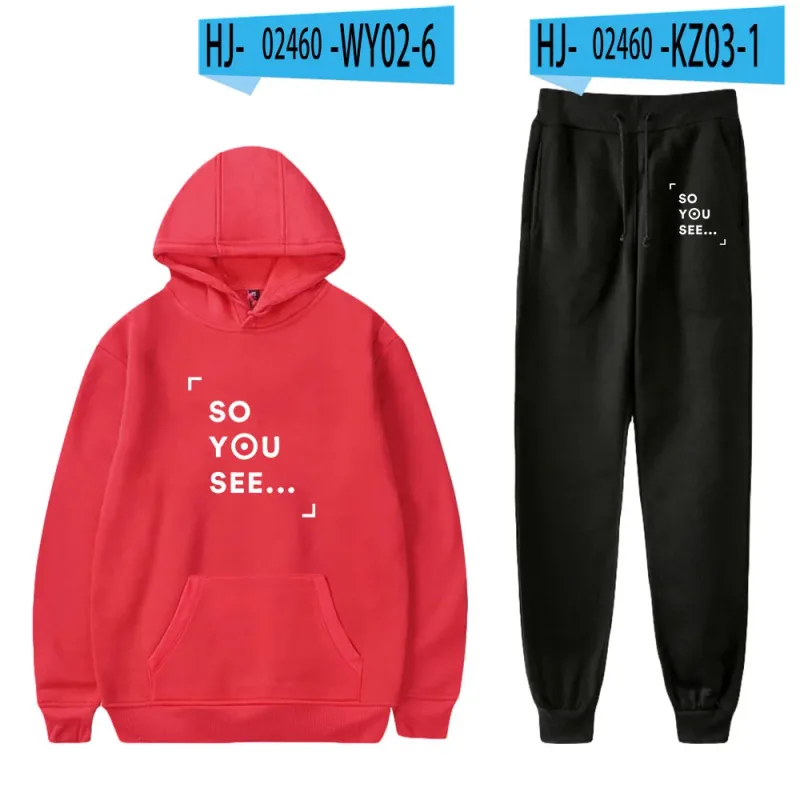 Harajuku Comfortable Funny so you see Print Sweatshirt Sweatpants Suit Men/Women Hoodies+ Trousers Suit Cute 2 Piece Set Clothes — image 23