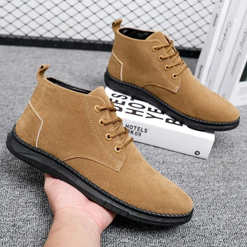 Våren högtoppade skor för män Höst Snörning PU Casual Sko Brittisk stil Enkla och mångsidiga affärsskor Zapatos Hombre