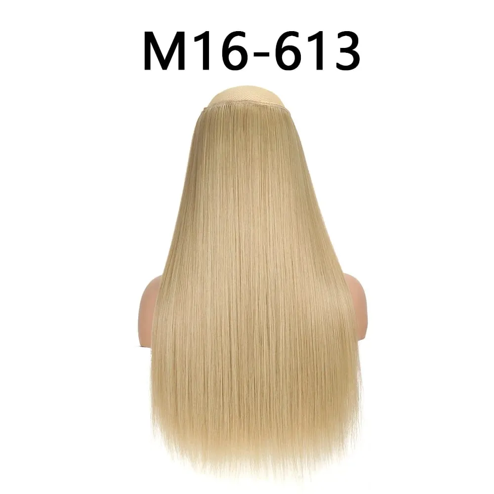 Synthetic 24Inch Hair Extensions OnePiece 5 Clips Long Straight Hairstyle Heat Resistant Fake Hairpiece For Women Natural Brow — image 24