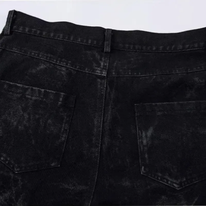 Mens Jeans Harajuku Y2K Streetwear Black Pleated Baggy Denim Pants High Street Hip Hop Wide Leg Loose Fit Casual Fashion Trend — image 6