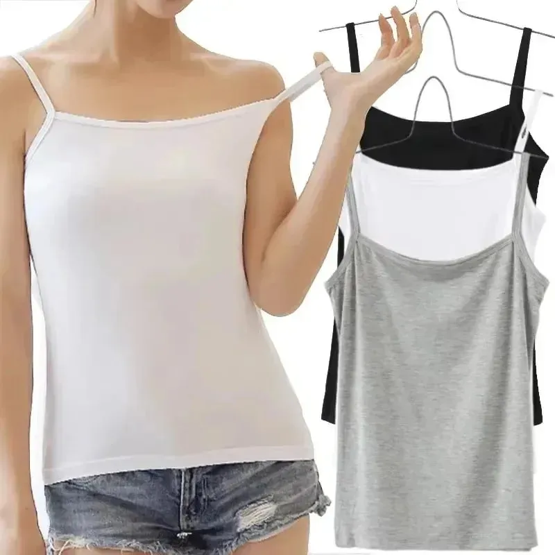 Cotton Feel Solid Sling Camisole Women Crop Top 35-75kg Sleeveless Sexy Slimming Vest Tank Base Tee Underwear Daily Staple 2026 — image 5