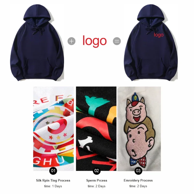 Sweat à capuche de haute qualité imprimé à la mode, logo personnalisé, marque de groupe personnel, broderie pour hommes et femmes, épais 100% coton, pulls en polaire — image 7