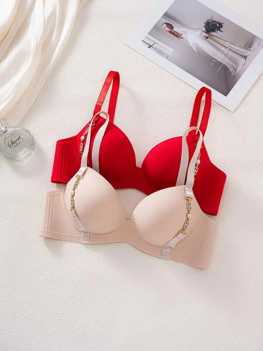 Women's Seamless Push Up Lingerie Small Breast Gathering Anti-sagging No Steel Ring Bra