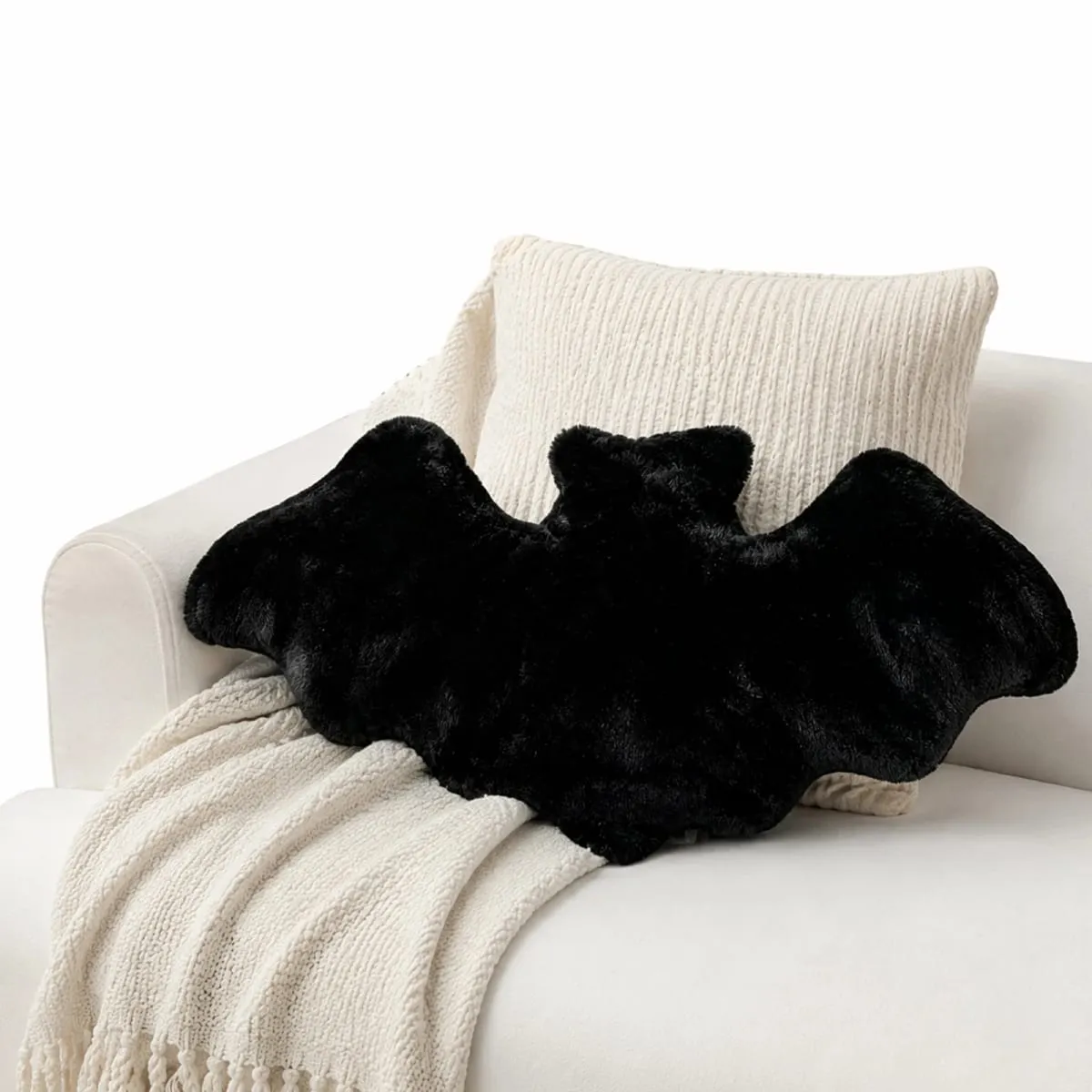 Halloween Bats Plush Pillow Halloween Decorative Pillow Furry Bat Plush Pillows for Halloween Decorative Home Sofa Bed