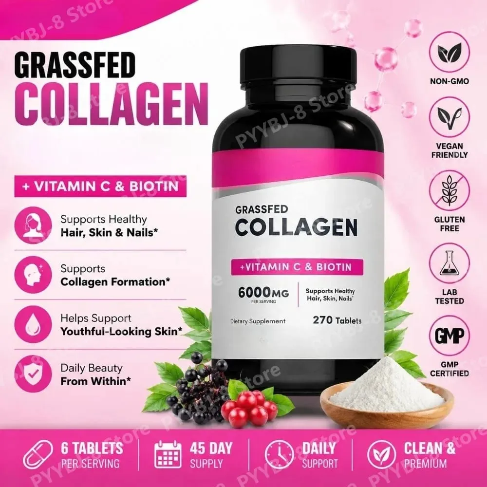 Collagen Tablets 6000mg with Vitamin C and Biotin Hair Skin Nails Beauty Support Dietary Supplement 270 Tablets — image 2