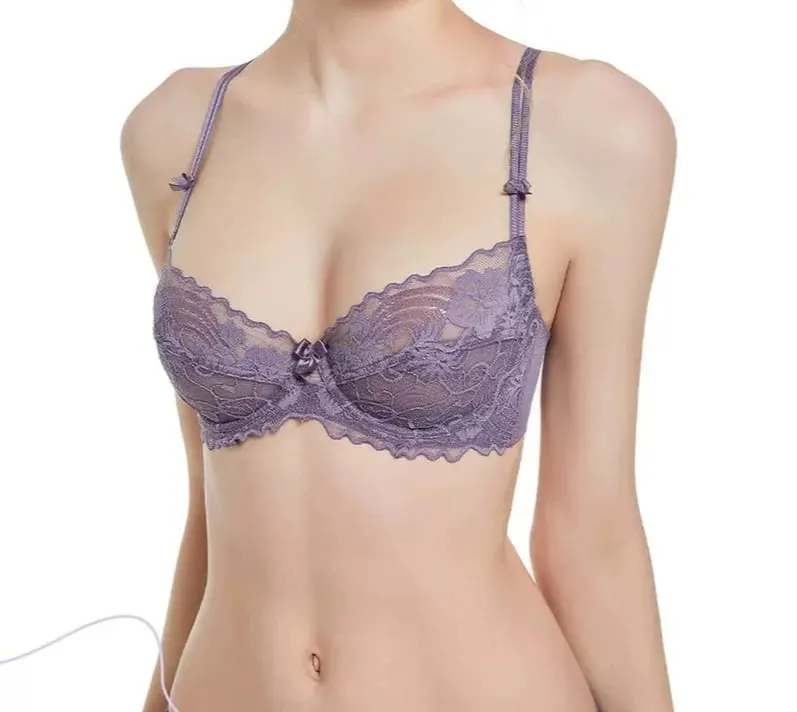 Ladies Delicate Purple Lace Push Up Underwear Set Victorian Style Soft Underwire Anti-sagging Ultra Thin Bralette Set — image 8