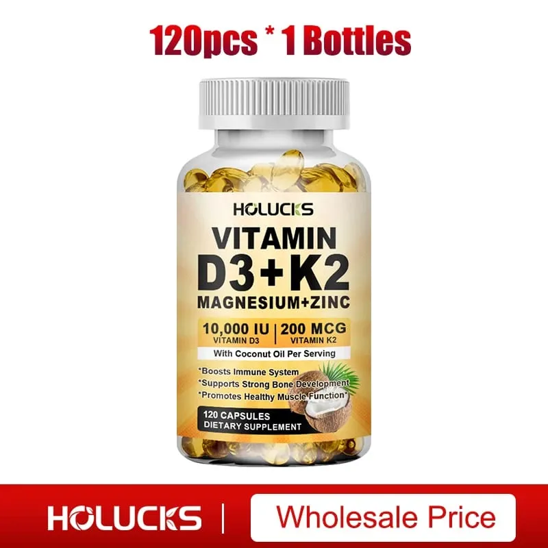 Vitamin D3 K2 Capsule with Coconut Oil Promotes Strong Bones for Teeth Heart Cardiovascular Health Magnesium+Zinc Supplement — image 3