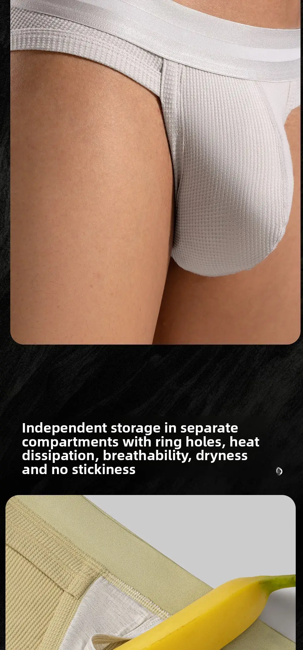 3pcs Sexy Men Waffle Cotton Briefs with Raised Bag Support Pouch With Hole U Spacious Separate Crotch Breathable Anti-sweat 3256812343913911 — image 10