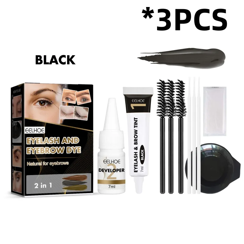 Eelhoe 2-en-1 ensemble de teinture de cils sourcils Lastin nourrissant soin des yeux maquillage durable Lifting imperméable cils plus épais Kits de teinture