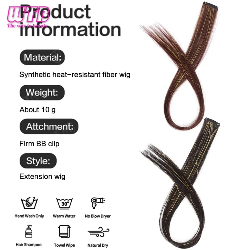 Synthetic Gold Laser Highlighted Hair Extension Wig BB Clip Style Straight Hair Extension Wig Suitable for Women's Daily Wear — image 7