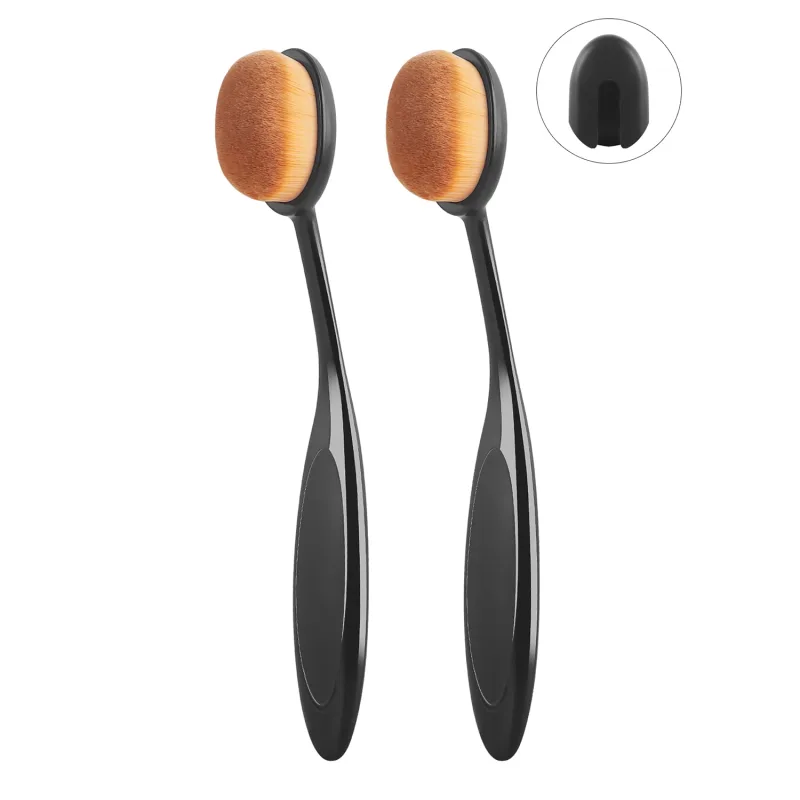 2PCS Toothbrush Shape Foundation Brushes With Caps Multifunctional Soft Brush For Liquid Cream Powder Makeup