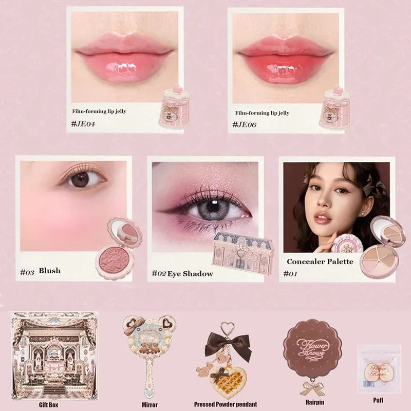 Flowerknows THE SWEETIE BEAR COLLECTION Smink-ajándék szett All In korrektor paletta pirosító beállító púder ajakzselé ajándékdoboz tükör — image 8